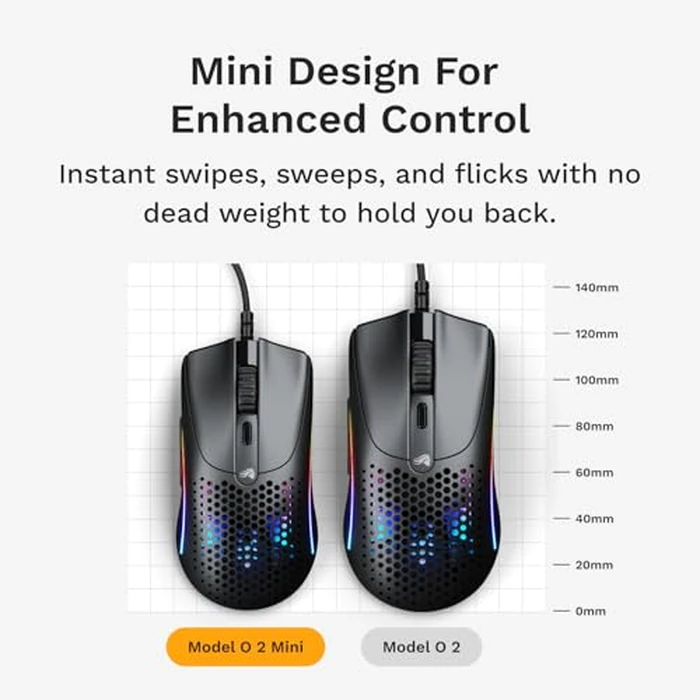 Glorious Model O 2 Mini Wired Gaming Mouse: Superlight 49g, 26K Optical Sensor, Motion Sync, 80M Clicks, 6 Programmable Buttons, Mouse for Small Hands, FPS, MMO, MOBA, Battle Royal Mouse, Black by GLORIOUS - Image 4