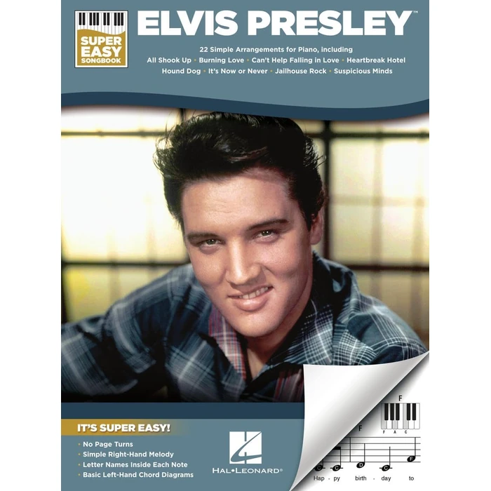Elvis Presley Super Easy Piano Songbook | Piano Sheet Music Book for Beginners Students and Adults | Simple Songbook Melodies Letter Notes Lyrics and Chord Diagrams for Timeless Piano Enjoyment by Hal Leonard - Image 1