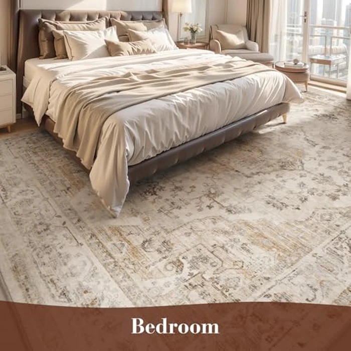 MontVoo-Area Rug 5X7 Rugs for Living Room-Beige Machine Washable Rug-Soft Living Room Rug-Vintage Non Slip Carpet-Rugs for Bedrooms Dining Room Living Room Office by MontVoo - Image 2