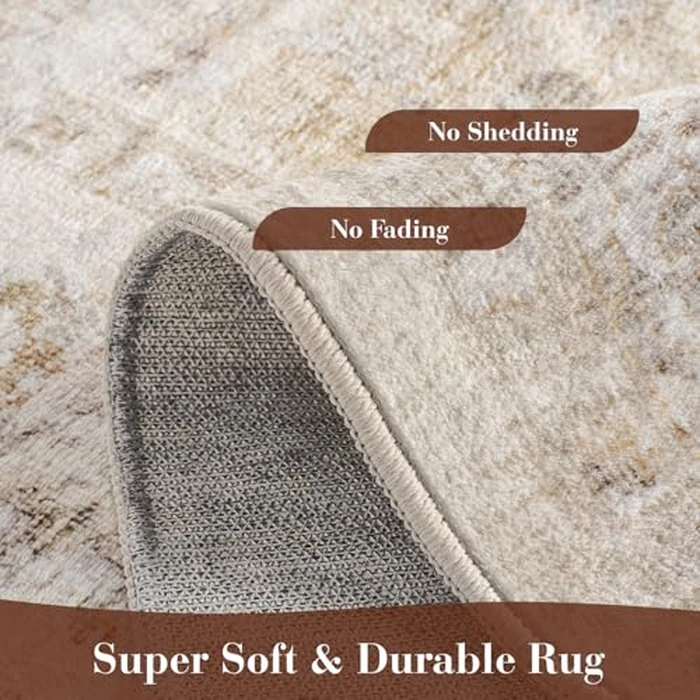 MontVoo-Area Rug 5X7 Rugs for Living Room-Beige Machine Washable Rug-Soft Living Room Rug-Vintage Non Slip Carpet-Rugs for Bedrooms Dining Room Living Room Office by MontVoo - Image 3