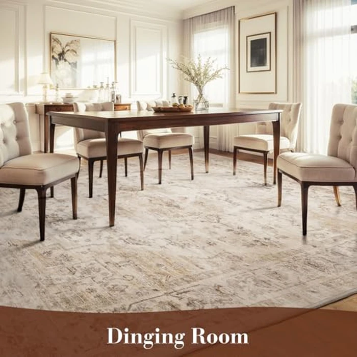 MontVoo-Area Rug 5X7 Rugs for Living Room-Beige Machine Washable Rug-Soft Living Room Rug-Vintage Non Slip Carpet-Rugs for Bedrooms Dining Room Living Room Office by MontVoo - Image 5