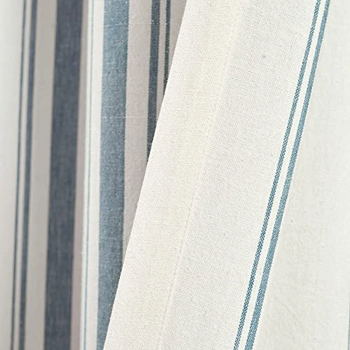Lush Decor Farmhouse Stripe Yarn Dyed Eco-Friendly Recycled Cotton Window Curtain Panel Pair, 42" W x 95" L, Blue - Classic Modern Rustic Charm - Eco Friendly Cotton Fabric by Lush Decor - Image 5