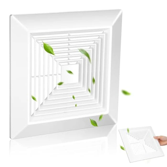 TEHAUX Bathroom Exhaust Fan Cover 11 x 11 Inch, Square Ceiling Vent Cover Replacement, White ABS Plastic Grille for Bathroom Fan, Easy Install by TEHAUX - Used - Very Good condition - CA$14.75