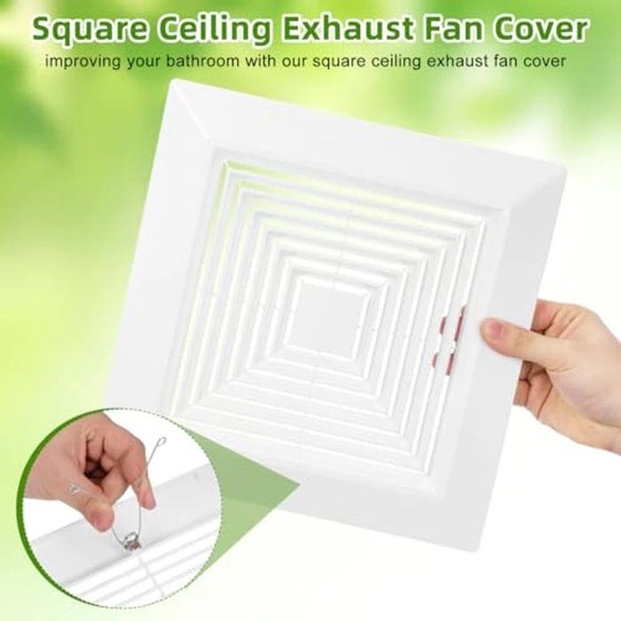 TEHAUX Bathroom Exhaust Fan Cover 11 x 11 Inch, Square Ceiling Vent Cover Replacement, White ABS Plastic Grille for Bathroom Fan, Easy Install by TEHAUX - Image 6