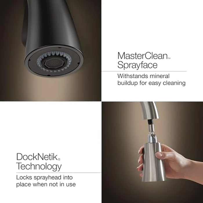 Kohler K-596-Vs Simplice High-Arch Single-Hole Or Three-Hole with 3-Function Spray Head, Sweep Spray and Docking Spray Head Technology by Kohler - Image 8