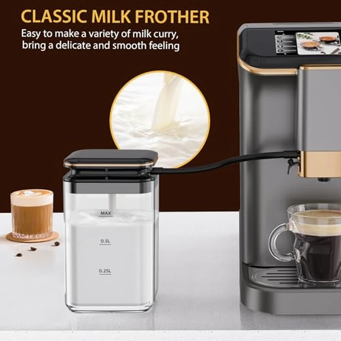 20Bar Dual Boiler Espresso Machine with Self-Cleaning System & Milk Frother - Fully Automatic Coffee Maker with Built-In Grinder, Touch Display & 4 Beverage Options for Home/Office by ExploreHorizon - Image 3