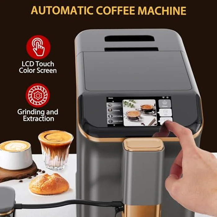 20Bar Dual Boiler Espresso Machine with Self-Cleaning System & Milk Frother - Fully Automatic Coffee Maker with Built-In Grinder, Touch Display & 4 Beverage Options for Home/Office by ExploreHorizon - Image 4