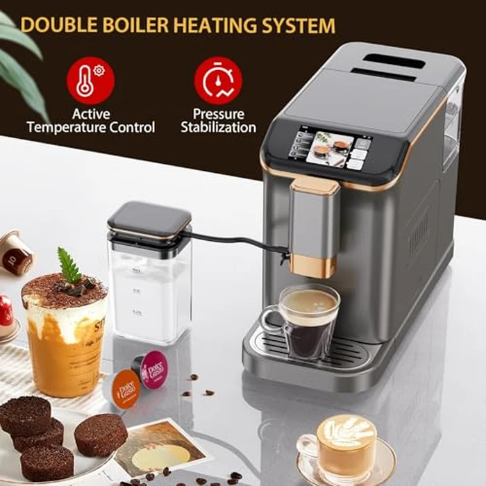 20Bar Dual Boiler Espresso Machine with Self-Cleaning System & Milk Frother - Fully Automatic Coffee Maker with Built-In Grinder, Touch Display & 4 Beverage Options for Home/Office by ExploreHorizon - Image 7