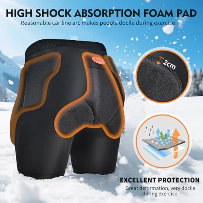 BenKen Ski Butt Protection Shorts - Anti-Collision Ski Protective Equipment, Impact Resistant Protective Padded Shorts, Stretch Lycra for Skateboarding, Skiing, Cycling, Men/Women (S) by BenKen - Image 2