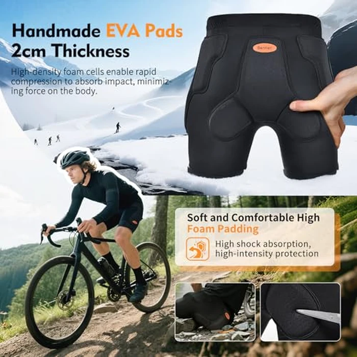 BenKen Ski Butt Protection Shorts - Anti-Collision Ski Protective Equipment, Impact Resistant Protective Padded Shorts, Stretch Lycra for Skateboarding, Skiing, Cycling, Men/Women (S) by BenKen - Image 4