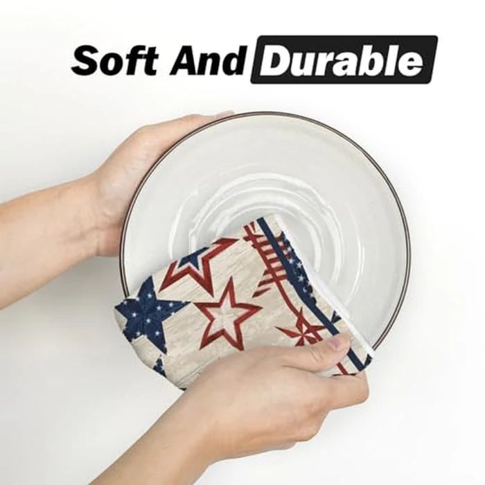 Artoid Mode America Stars Tree Patriotic 4th of July Kitchen Towels Dish Towels, 18x26 Inch Farmhouse Memorial Day Decoration Hand Towels Set of 4 by Artoid Mode - Image 5