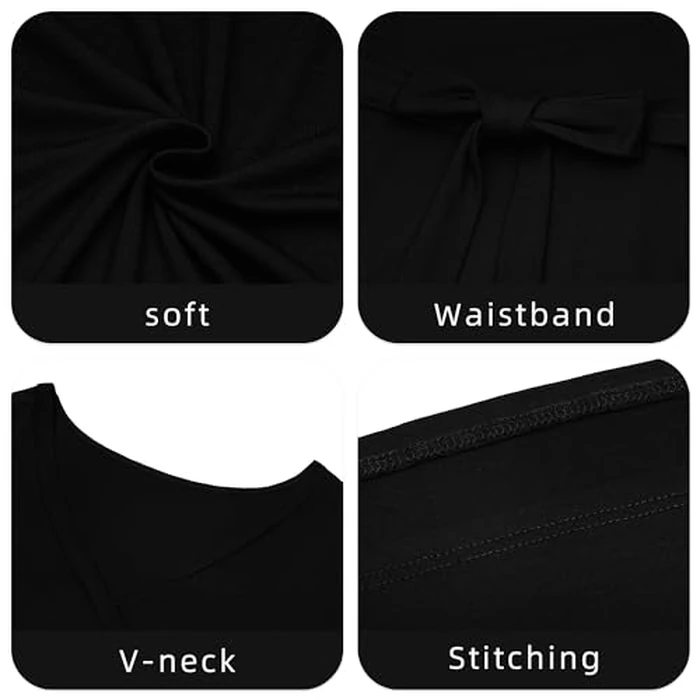 FANDEE Plus Size Maxi Dress for Women - Casual Summer Sundress V-Neck 3/4 Sleeve Solid Black 2XL by FANDEE - Image 6