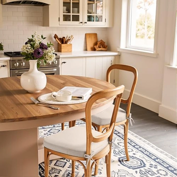 Sunsleek Chair Cushions for Dining Chairs, D-Shaped Seat Cushions with Removable Washable Cover and Ties, Chair Pads for Kitchen, Indoor Dining Room, Patio Chairs, 17'' x 16'', Set of 4, Beige by Sunsleek - Image 6