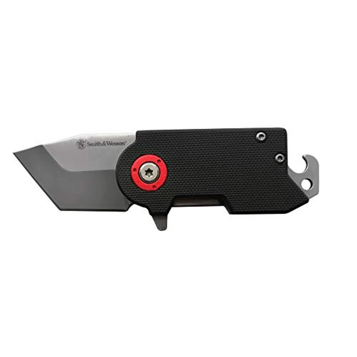 Smith & Wesson Benji 2.5in High Carbon S.S. Folding Keychain Knife with 1.75in Modified Tanto Blade and G10 Handle for Outdoor, Tactical, Survival and EDC,Black by Smith & Wesson - Image 1