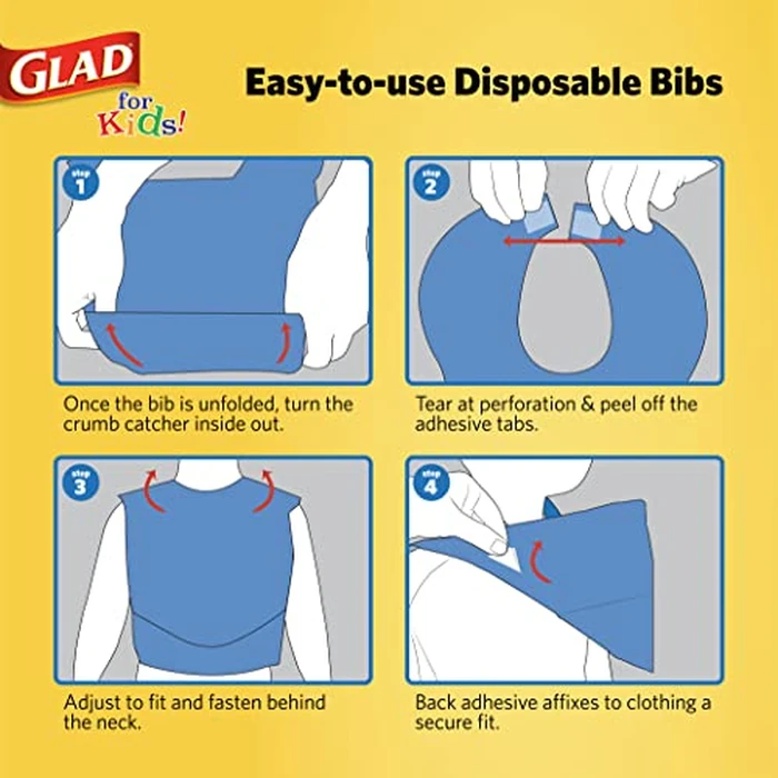 Glad for Kids Unicorn Disposable Paper Bibs with Crumb Catcher, Absorbent Leakproof Bibs for Toddlers and Babies, Mess Free Feeding, Crafts, Parties, and Travel Use, 30 Count by Glad - Image 6