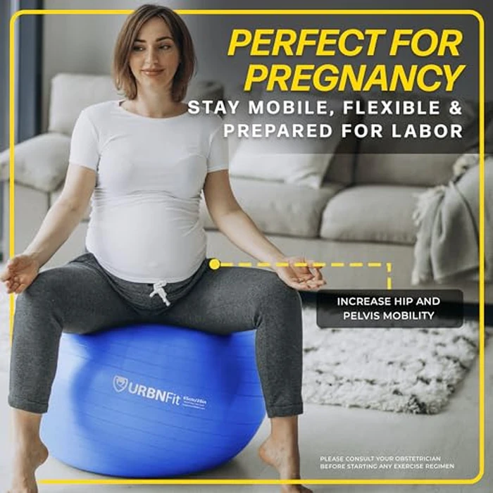 URBNFit Exercise Ball - Yoga Ball for Workout, Pilates, Pregnancy, Stability - Swiss Balance Ball w/Pump - Fitness Ball Chair for Office, Home Gym, Labor- Black, 26 in by URBNFit - Image 4