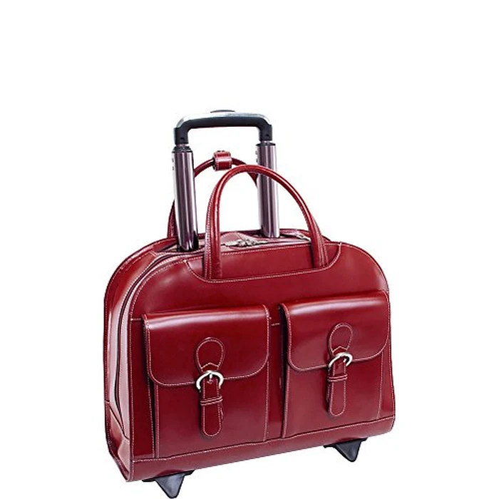 McKlein Davis, Top Grain Cowhide Leather, 15" Wheeled Ladies' Laptop Briefcase, Red (96186A) by McKleinUSA - Used - Very Good condition