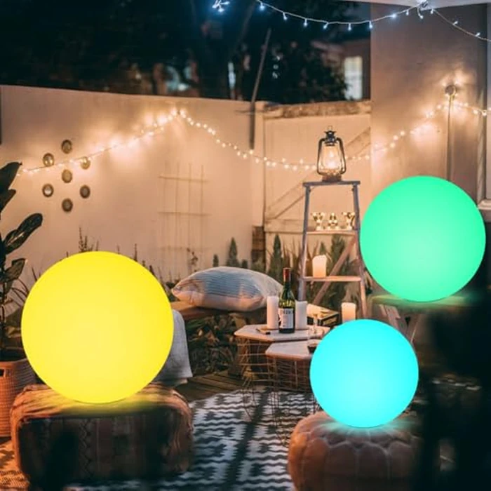 20-in LED Glowing Ball Light, Large Rechargeable LED Globe Orb Light w/Remote, Dimmable RGB Color Changing Globe Floor Lamp, Indoor/Outdoor Waterproof Mood Lamp for Home Garden Patio Lawn Party Decor by BALMOST - Image 3