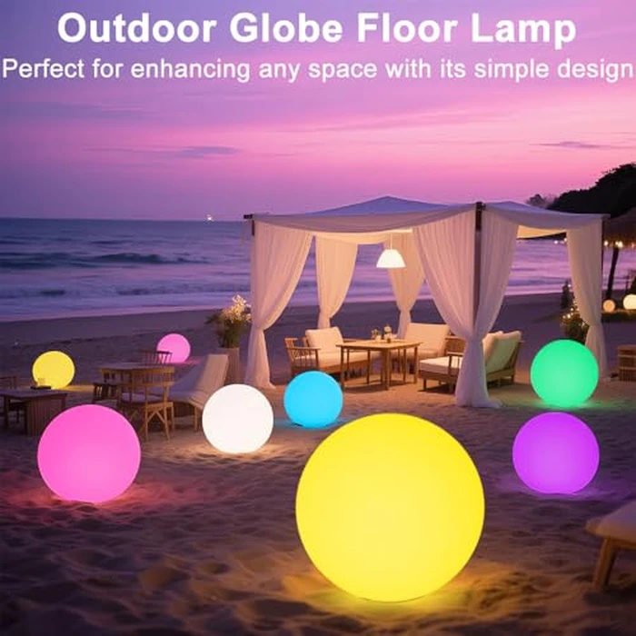 20-in LED Glowing Ball Light, Large Rechargeable LED Globe Orb Light w/Remote, Dimmable RGB Color Changing Globe Floor Lamp, Indoor/Outdoor Waterproof Mood Lamp for Home Garden Patio Lawn Party Decor by BALMOST - Image 5