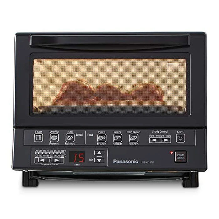 Panasonic FlashXpress Toaster Oven Countertop, 4-Slice Compact Size with Double Infrared Heating, 6 Auto Cook Options and Precise Temperature Control, 1300W - NB-G110P-K (Black) by Panasonic - Used - Good condition - US$126.41