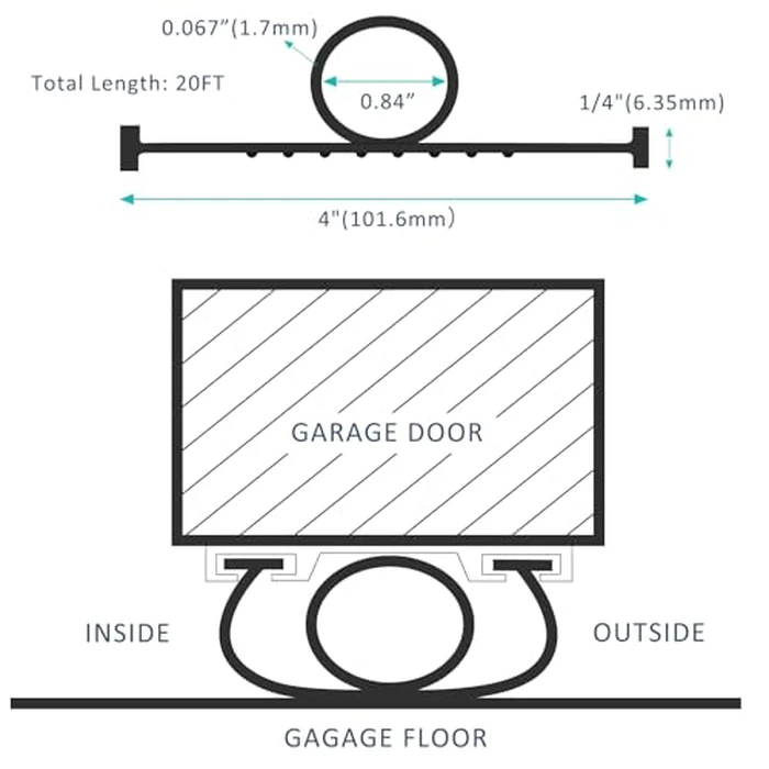MYFULLY Garage Door Bottom Seal Rubber U-Shaped Weather Stripping Kit Replacement, Weatherproofing Universal Sealing for Doors, Black (1/4 Inch T-End, 20FT Long) by MYFULLY - Image 2