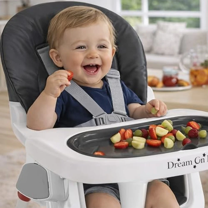 Dream On Me TableTalk 2-in-1 High Chair for Baby & Toddler - Convertible High Chair to Junior Chair, Removable Padded Seat, Dual Dishwasher-Safe Trays, Sturdy Steel Frame, Quick Folding Design - Black by Dream On Me - Image 2