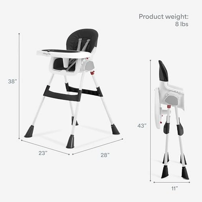 Dream On Me TableTalk 2-in-1 High Chair for Baby & Toddler - Convertible High Chair to Junior Chair, Removable Padded Seat, Dual Dishwasher-Safe Trays, Sturdy Steel Frame, Quick Folding Design - Black by Dream On Me - Image 3