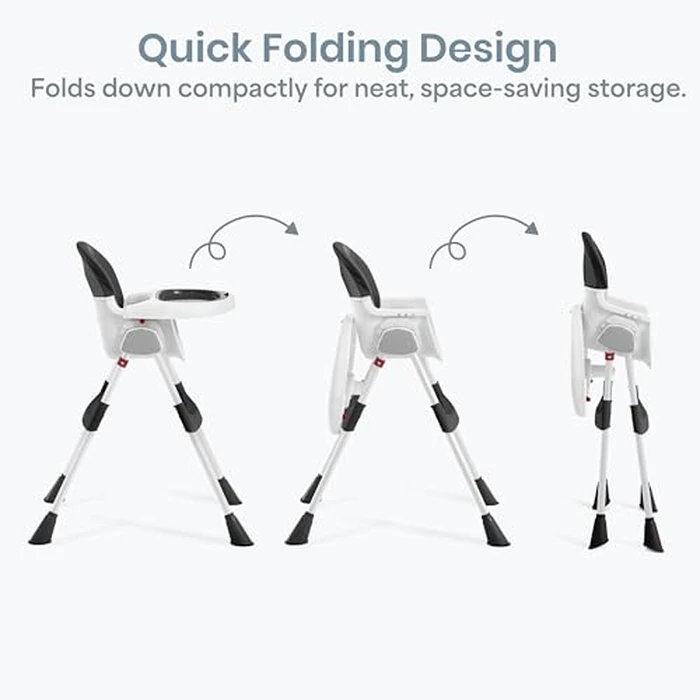 Dream On Me TableTalk 2-in-1 High Chair for Baby & Toddler - Convertible High Chair to Junior Chair, Removable Padded Seat, Dual Dishwasher-Safe Trays, Sturdy Steel Frame, Quick Folding Design - Black by Dream On Me - Image 6