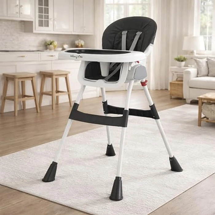 Dream On Me TableTalk 2-in-1 High Chair for Baby & Toddler - Convertible High Chair to Junior Chair, Removable Padded Seat, Dual Dishwasher-Safe Trays, Sturdy Steel Frame, Quick Folding Design - Black by Dream On Me - Image 7