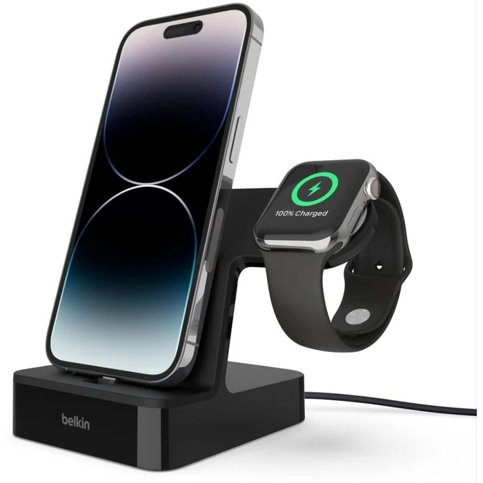 Belkin PowerHouse 2-in-1 iPhone & Apple Watch Charging Dock (F8J237) - Black - Brand New by Belkin - Refurbished - Brand New condition - US$50.97