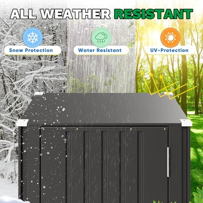Patiowell 22 Cuft Outdoor Storage Cabinet, Metal Storage Shed with Lockable Door, Indoor Outdoor Vertical Waterproof Tool Shed Without Adjustable Shelves for Patio Garden Backyard, Black by Patiowell - Image 5