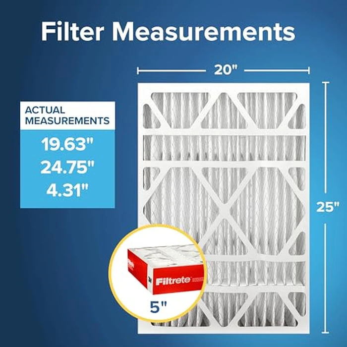 Filtrete 20x25x5 AC Furnace Air Filter, MPR 1000, MERV 11, Fits Lennox Devices, Allergen Defense, Electrostatic Air Cleaning Filter, 2-Pack (actual size 19.63 x 24.75 x 4.31 in) by Filtrete - Image 2