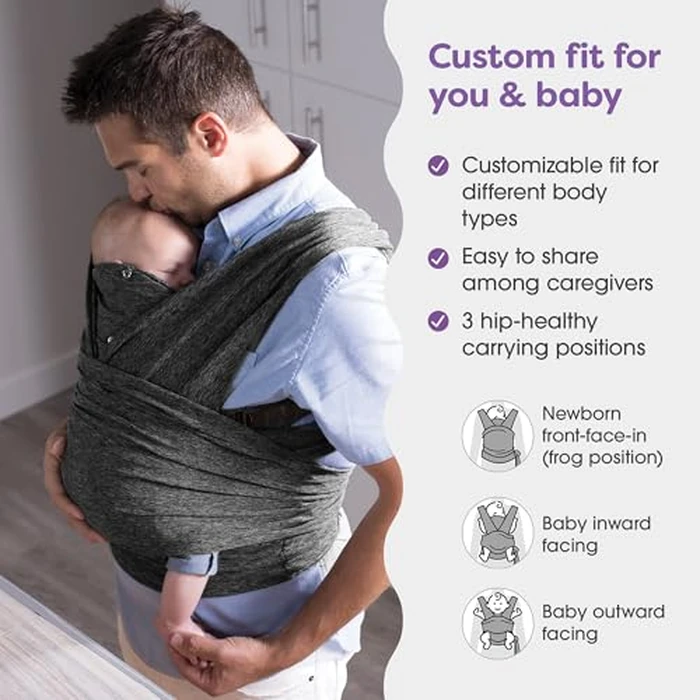 Boppy ComfyFit Adjustable Baby Carrier, 8-35lbs, Heathered Gray, Hybrid Carrier, Newborn to Toddler with Adjustable Straps & Comfort of A Baby Wrap by Boppy - Image 3