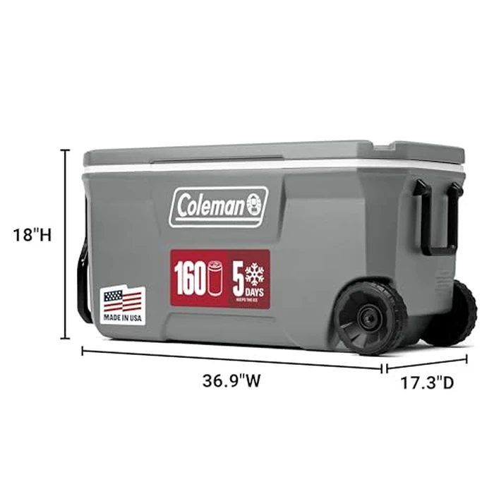 Coleman Classic Series Insulated Portable Rolling Cooler with Wheels, Leak-Resistant Outdoor Hard Cooler Keeps Ice up to 5 Days, 100-Quart by Coleman - Image 2
