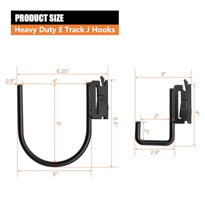 SALUINOKI 8Pack Heavy Duty Black E-Track J Hooks and Hangers - Accessories for Enclosed Trailer, Semi Truck Trailer, Cargo Van by SALUINOKI - Image 2