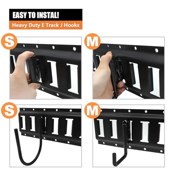SALUINOKI 8Pack Heavy Duty Black E-Track J Hooks and Hangers - Accessories for Enclosed Trailer, Semi Truck Trailer, Cargo Van by SALUINOKI - Image 3