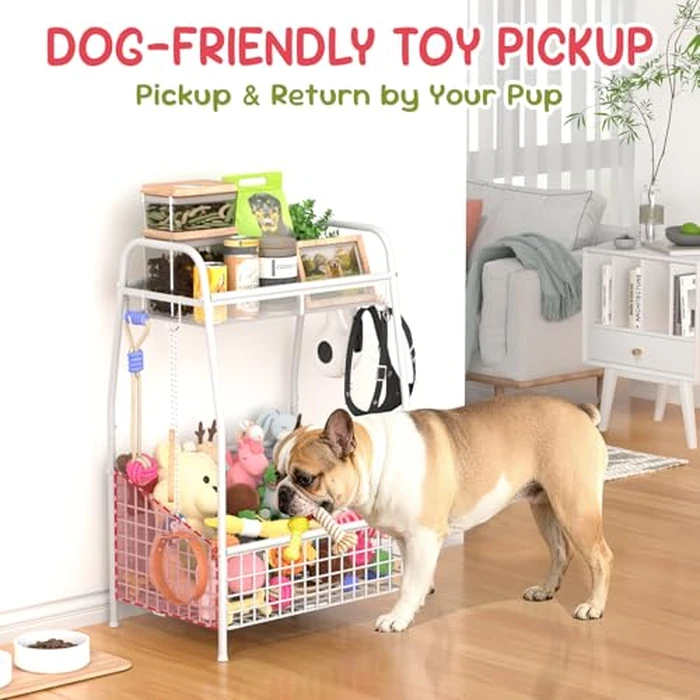 Kaiferty Indestructible Medium Dog Toy basket, Toy Box for Dogs,Pet Toys Bin Dog Metal Wire Basket for Toys, Food Storage, Storage Organizer Chest Storage, Toy Box for Living Room Area (White) by Kaiferty - Image 3