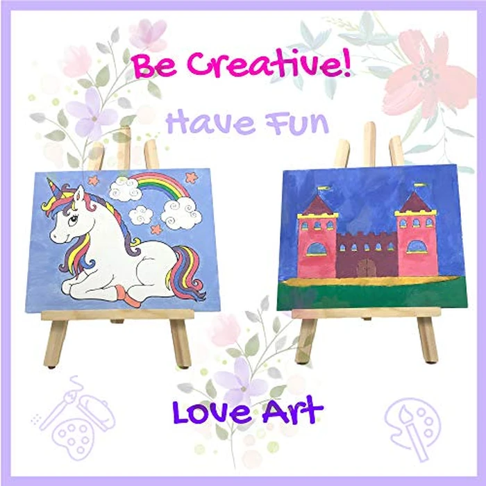 J MARK Kids' Acrylic Painting Kit - Unicorn Castle Theme, 28-Piece Set with Easel, Canvases, Brushes & More, Ages 4-12 by J MARK - Image 6