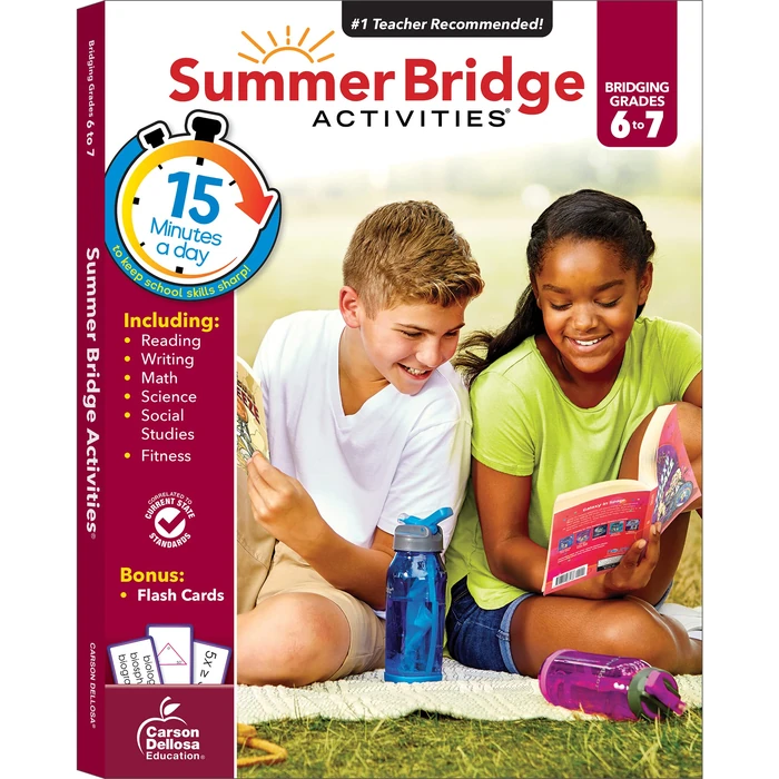 Summer Bridge Activities 6th to 7th Grade Workbooks All Subjects, Middle School Books With Math, Reading Comprehension, Science, Fitness, Social Studies, Writing Practice, and Flash Cards (Volume 8) by Summer Bridge Activities - Used - Acceptable condition