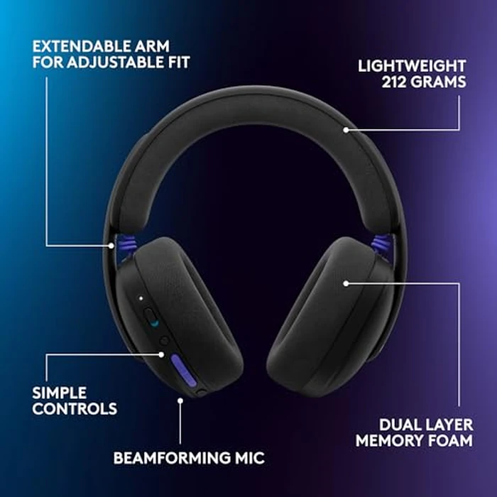 Logitech G325 Lightspeed Wireless Bluetooth Gaming Headset, All-Day Comfort, Built-in Mic with Noise Reduction, 24-Bit Audio, 24+ Hr Battery Life, for PC, PlayStation, Switch, Mobile - Black by Logitech G - Image 9