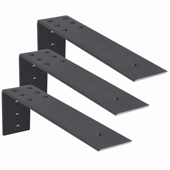 WEKIS 10 Inch Countertop Support Bracket, 3 Pack Solid Iron Steel Heavy Duty Hidden Floating L Shelf Brackets 1/4 Inch Thick, Shelving Support Metal Hardware for Mantel Granite Countertop by WEKIS - Used - Good condition