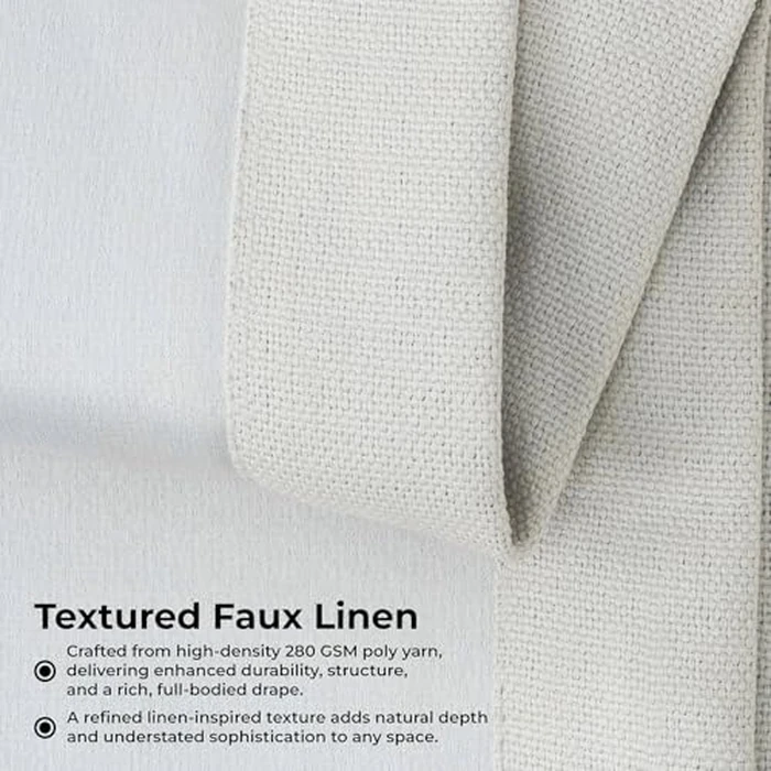 HPD Half Price Drapes BOCH-LN185-P Faux Linen Room Darkening Curtains for Bedroom (1 Panel), 50 X 96, Birch by HPD Half Price Drapes - Image 2