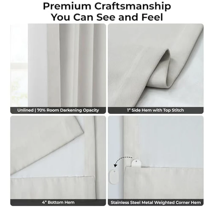 HPD Half Price Drapes BOCH-LN185-P Faux Linen Room Darkening Curtains for Bedroom (1 Panel), 50 X 96, Birch by HPD Half Price Drapes - Image 8