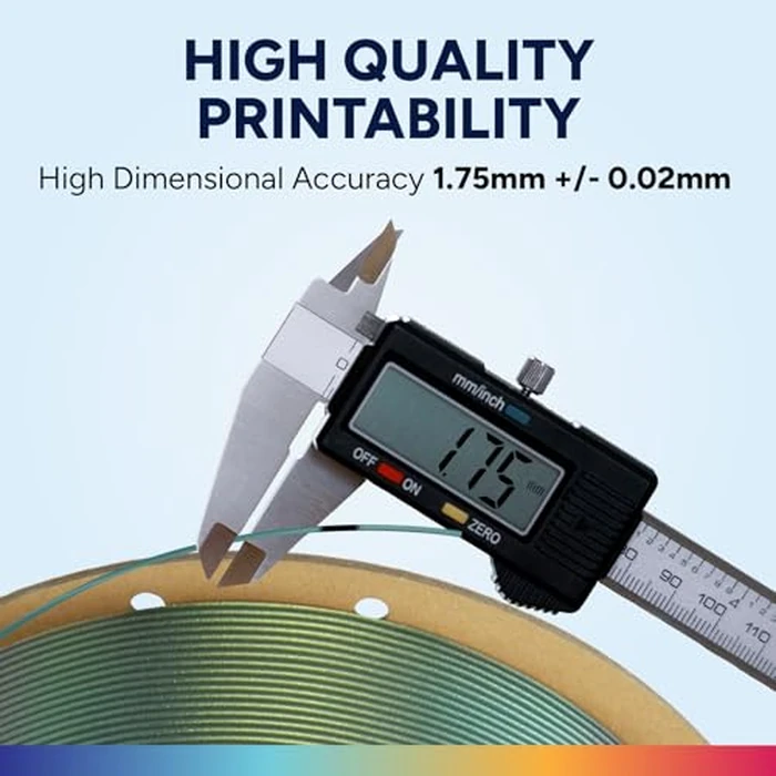 OVERTURE Color Changeable PLA 1.75mm 3D Printer Filament Purple Starlight PLA, 1kg Cardboard Spool (2.2lbs), Dimensional Accuracy +/- 0.02mm, Fit Most FDM Printer (Shimmer Silver Green) by OVERTURE - Image 3