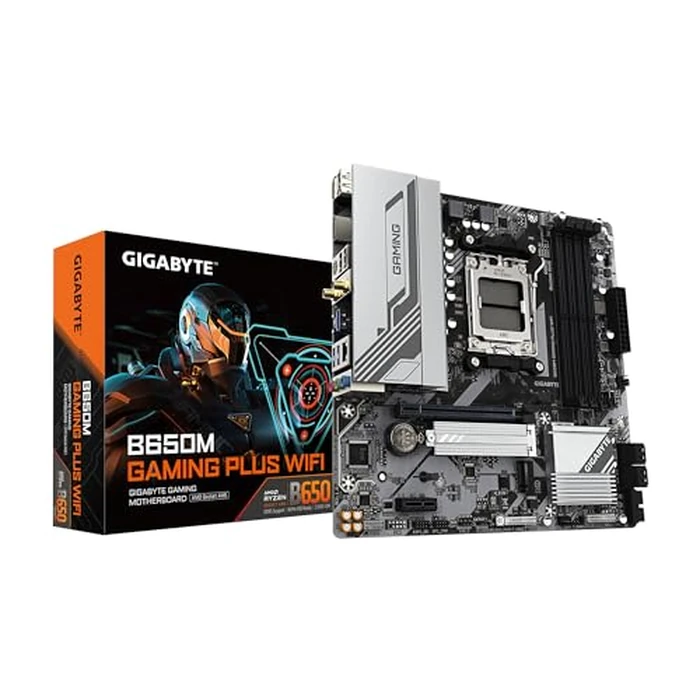 GIGABYTE B650M GAMING PLUS WIFI AMD AM5 mATX Motherboard, Support Ryzen 9000/8000/7000 Series, DDR5, 5+2+2 Power Phase, 2x M.2, PCIe 4.0, USB-C 3.2 Gen 1, WIFI6E, 2.5GbE, EZ-Latch, Q-Flash, RGB Fusion by GIGABYTE - Used - Very Good condition - US$103.35
