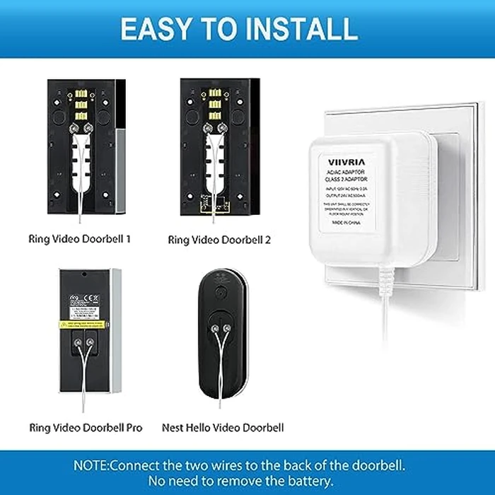 AC 24 Volt Transformer, C Wire Adapter, Compatible with All Versions of Ring Doorbell and Thermostat for Ecobee,Sensi and Honeywell, 315" Long Cable by VIIVRIA - Image 6
