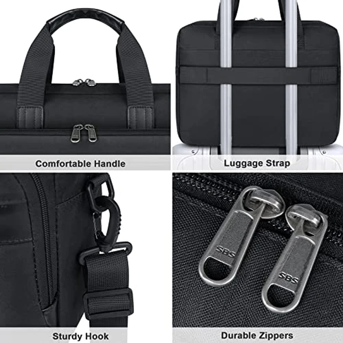 Laptop Bag 17 Inch Waterproof Briefcase for Men Large Laptop Carrying Case Computer Messenger Bag for Work Business Travel, Black by RAINSMORE - Image 6