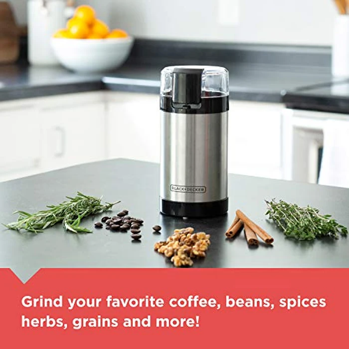 BLACK+DECKER One Touch Coffee Grinder, 2/3 Cup Coffee Bean Capacity, Spice Grinder, One Touch Push-Button Control -150 Watts -Stainless Steel Blades by BLACK+DECKER - Image 3