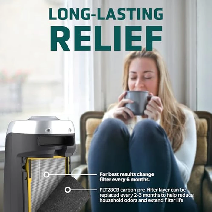 GermGuardian Filter C HEPA Pure Genuine Air Purifier Filter, Removes 99.97% of Pollutants, Wildfire Smoke, Odors, for AC5250PT, AC5000, AC5300, AC5350, AP2800, 4-Pack, Black/Yellow, FLT50004PK by GermGuardian - Image 3