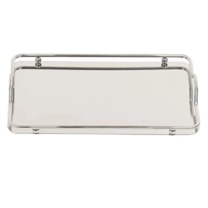 Silver Tray, Stainless Steel Large Rectangle Tray for Home, Living Room, and Commercial Use for Serving Coffee, Water Cups, and Fruits by CHEOTIME - Used - Very Good condition